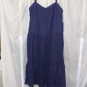 NWT Knox Rose Midi Dress XXL Navy Blue Tiered Spaghetti Strap Gauzy Cottage Core